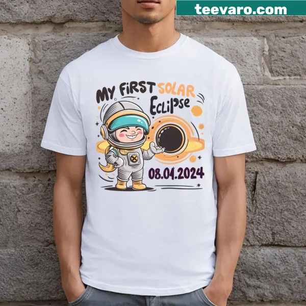 Cute illustrated t-shirt commemorating a child's first solar eclipse