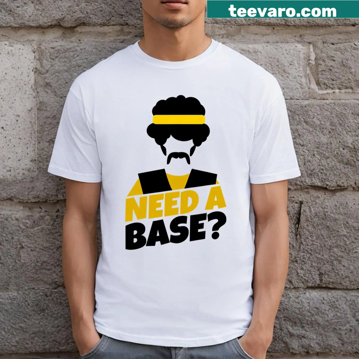 Illustrated acroyoga theme with humorous text — on a men's t-shirt