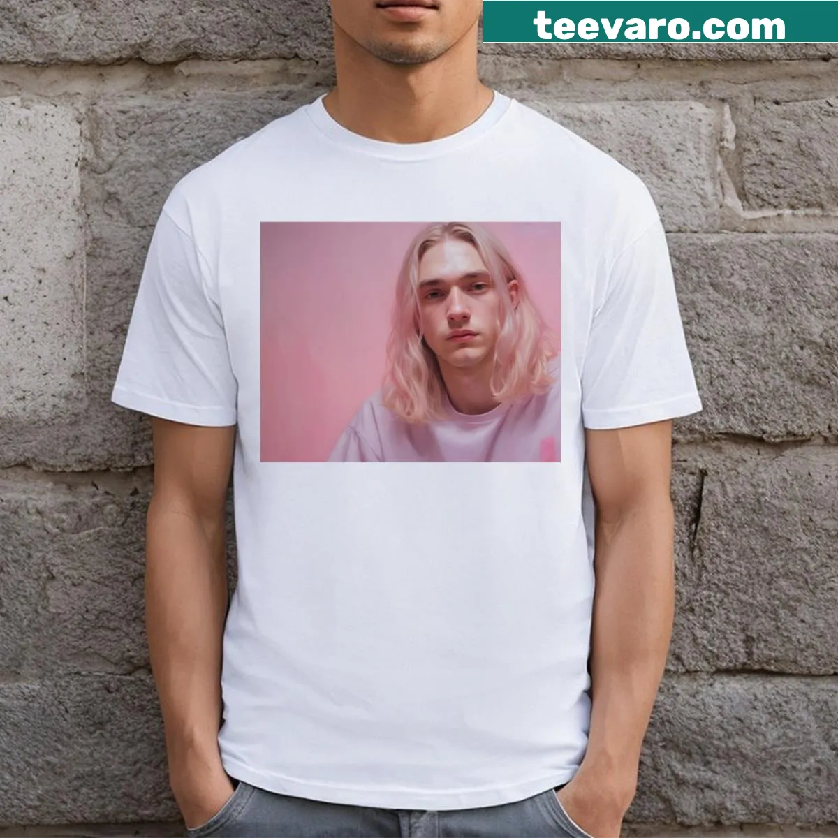 Typography t-shirt featuring the words Pink Boy in a stylish font — on a men's t-shirt
