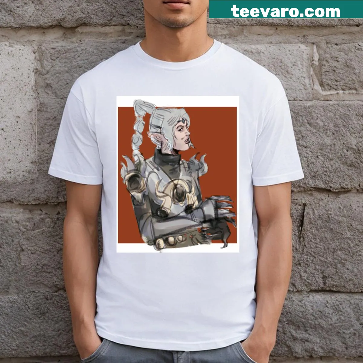 Intricate Shadowheart fantasy illustration t-shirt — on a men's t-shirt