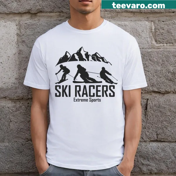 Ski racer graphic T-shirt for mountain sports lovers