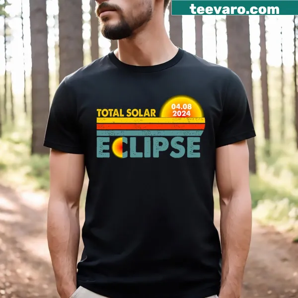 Men's and kids' T-shirt showcasing the April 8, 2024 solar eclipse