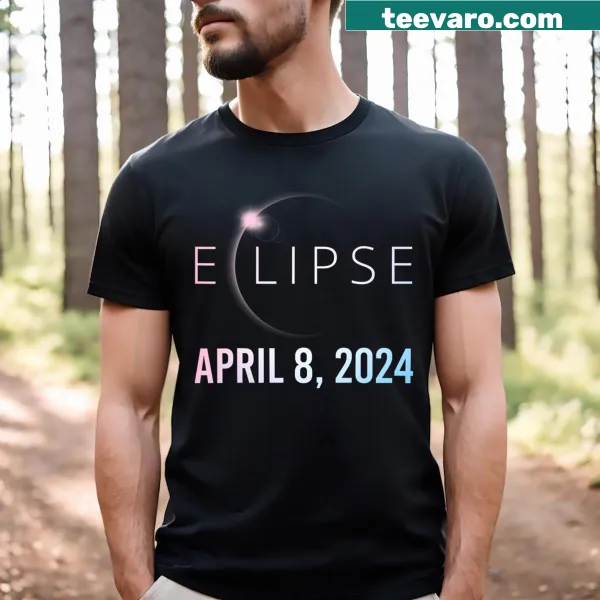 T-shirt featuring a total solar eclipse design for April 8, 2024
