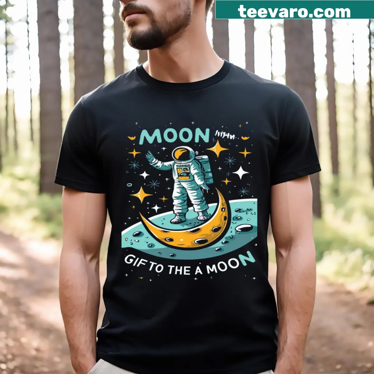 Whimsical moon design on a casual T-shirt, symbolizing dreams — on a men's t-shirt