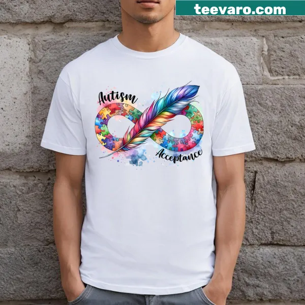 Infinity symbol design representing autism awareness on T-shirt.