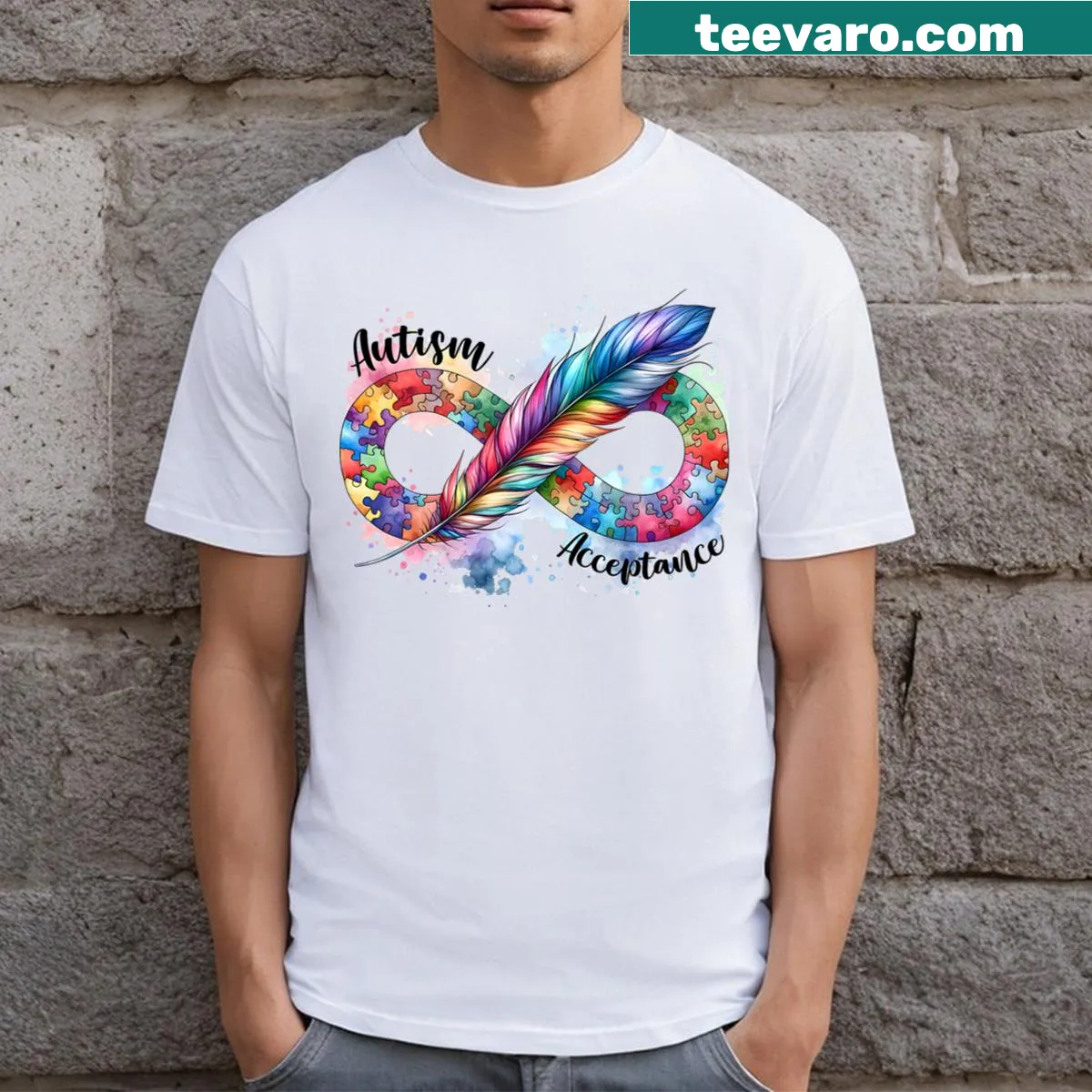 Infinity symbol design representing autism awareness on T-shirt. — on a men's t-shirt