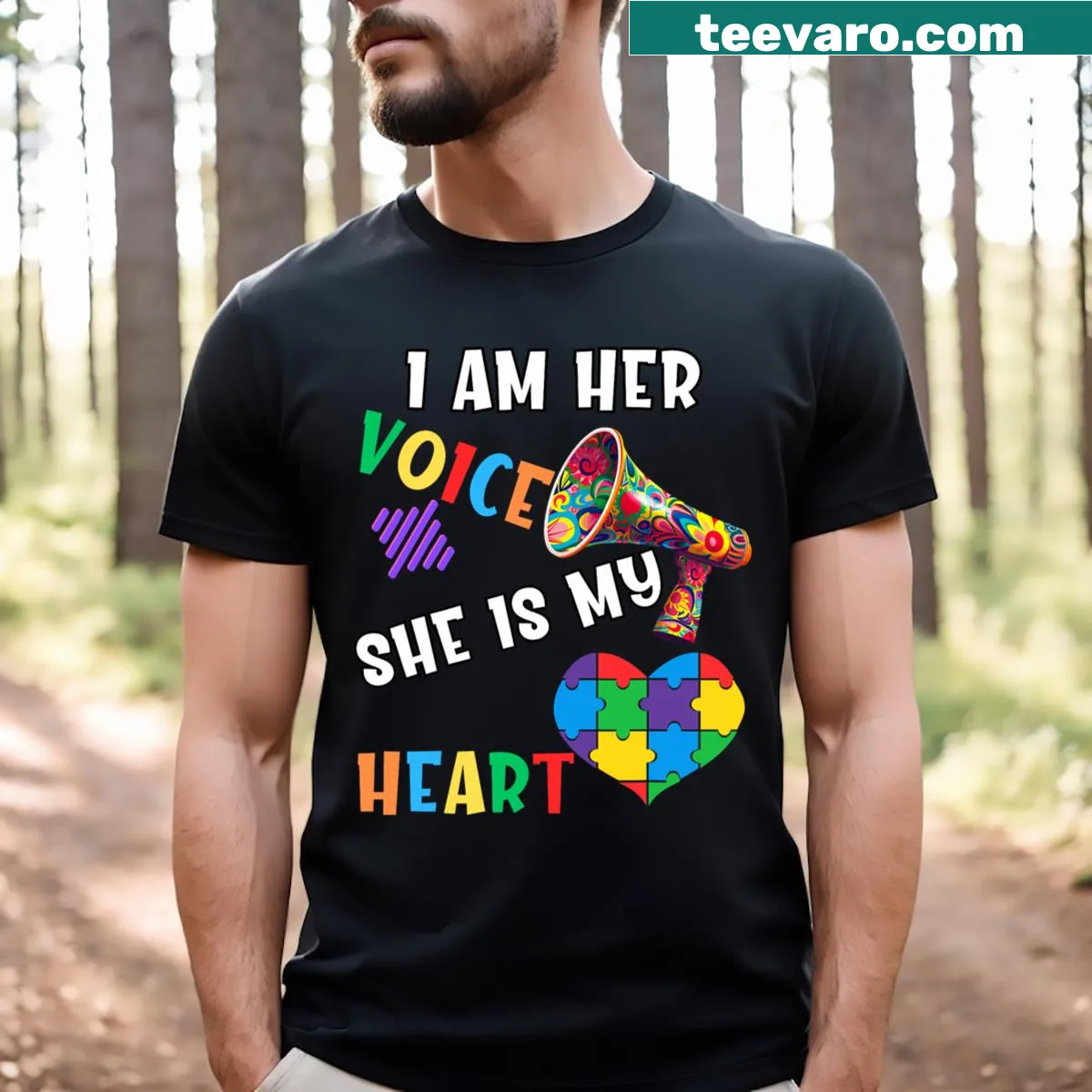 Design highlighting Autism Mom and Dad for awareness on T-shirt. — on a men's t-shirt
