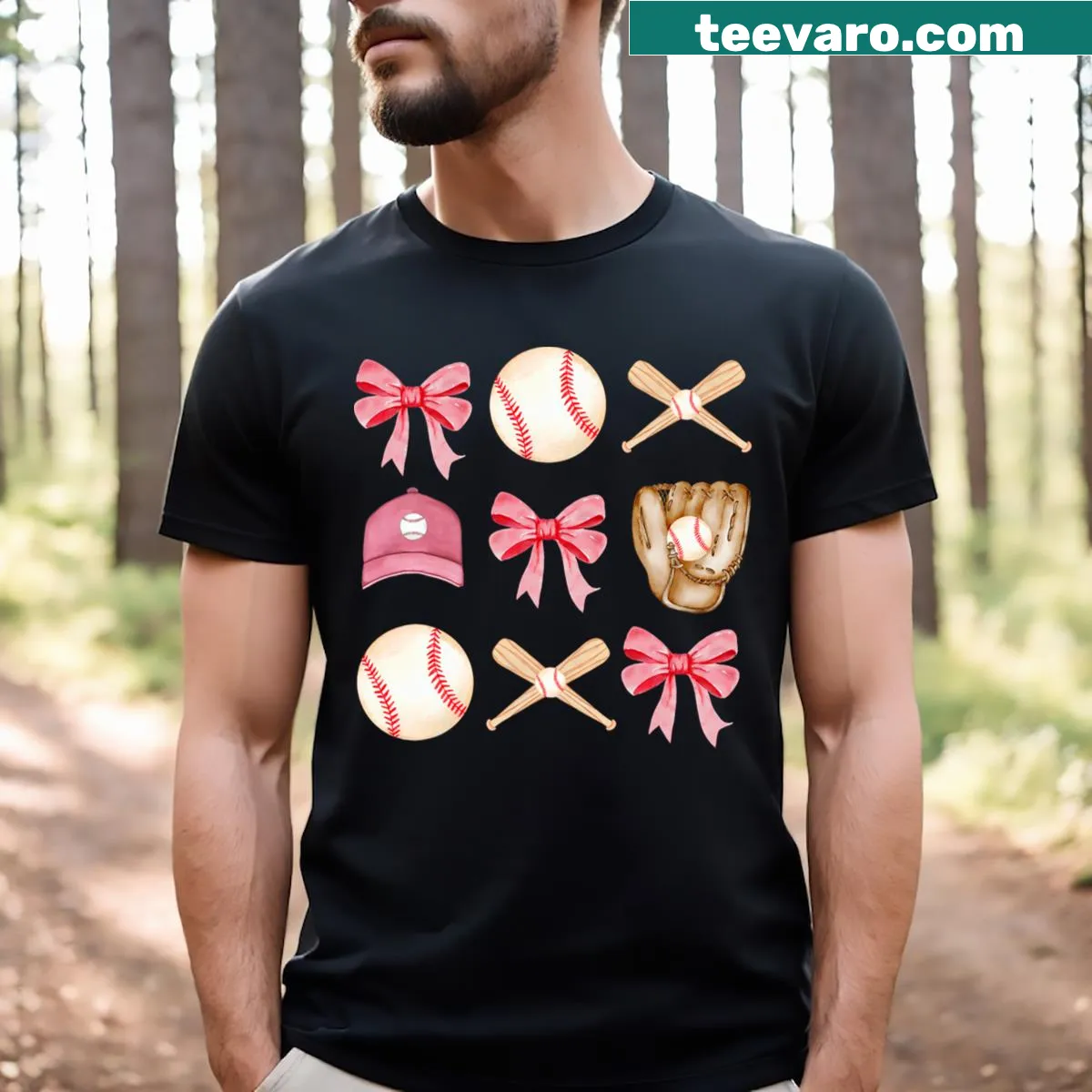 Stylish t-shirt for baseball moms with 'Baseball Mama' text — on a men's t-shirt