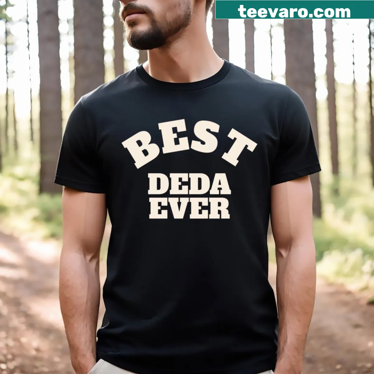 Graphic tee featuring the text 'Best Deda Ever' in playful font — on a men's t-shirt
