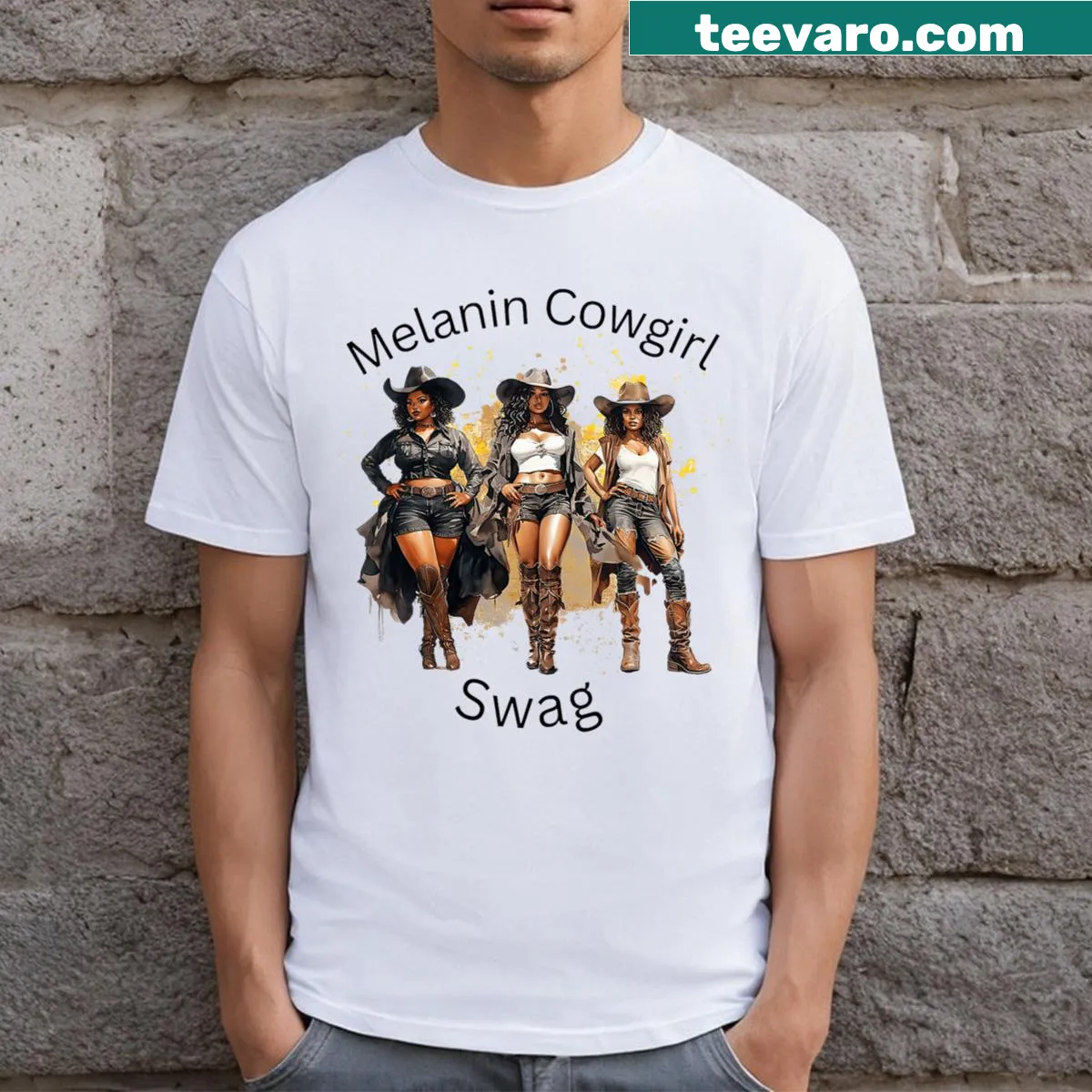Cowgirl graphic on a T-shirt celebrating African American heritage. — on a men's t-shirt