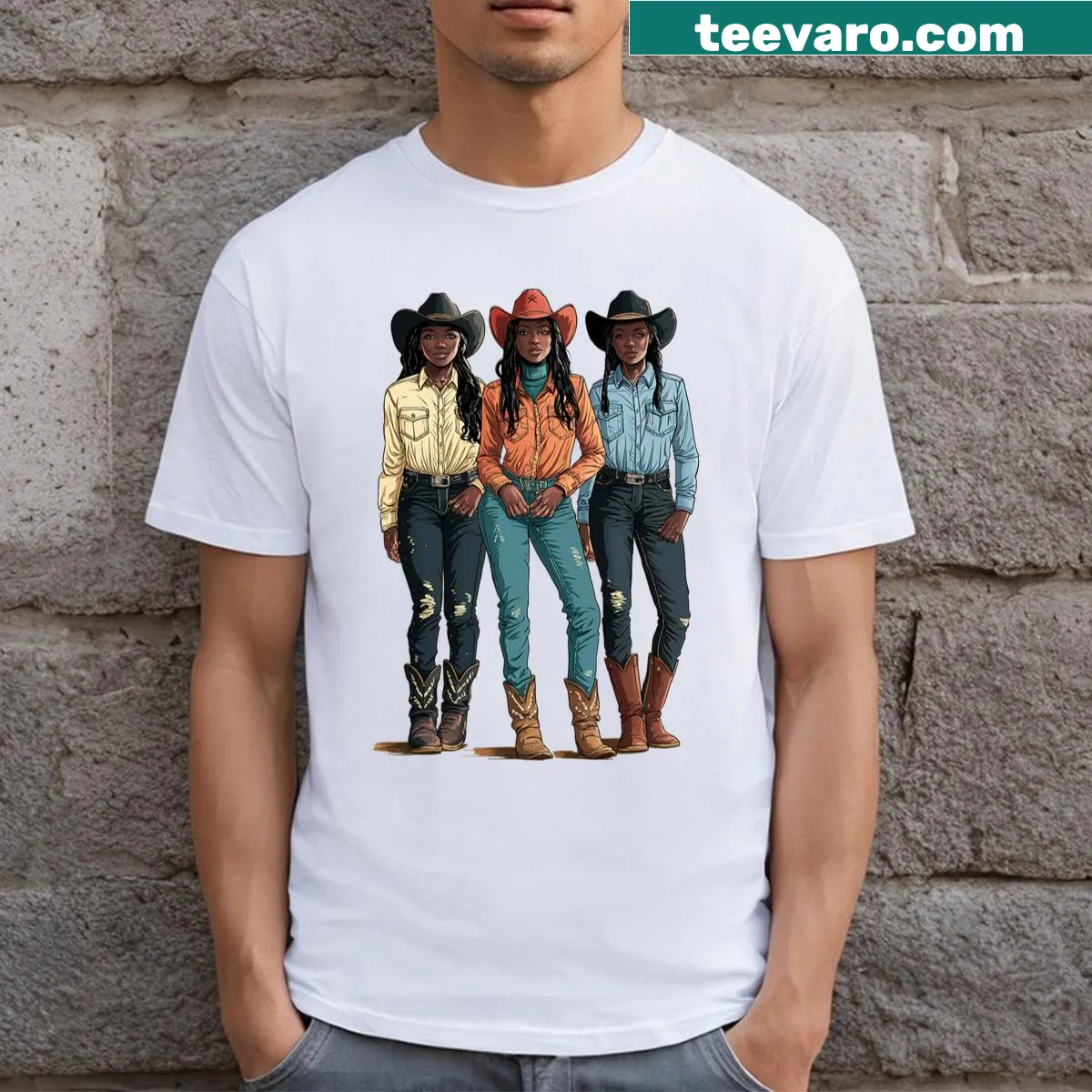 T-shirt honoring Black cowgirls and rodeo culture — on a men's t-shirt