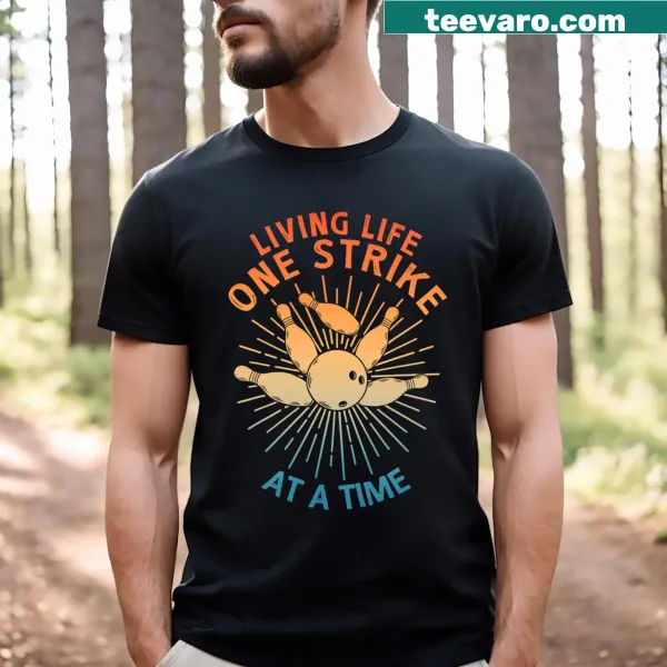 Bowling-themed illustration printed on a T-shirt