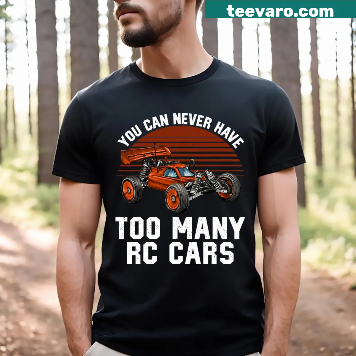 Dynamic illustration of RC cars on a T-shirt for racing fans. — on a men's t-shirt