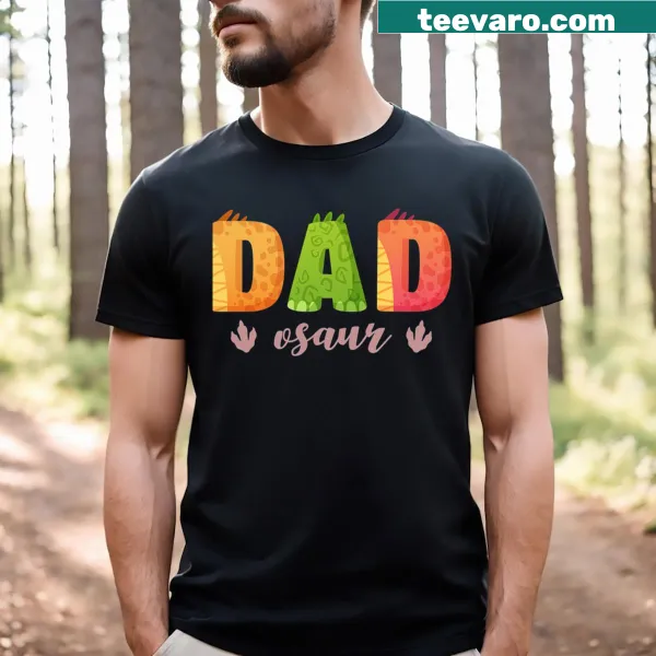 Funny dinosaur graphic with Dadsaurus text on T-shirt