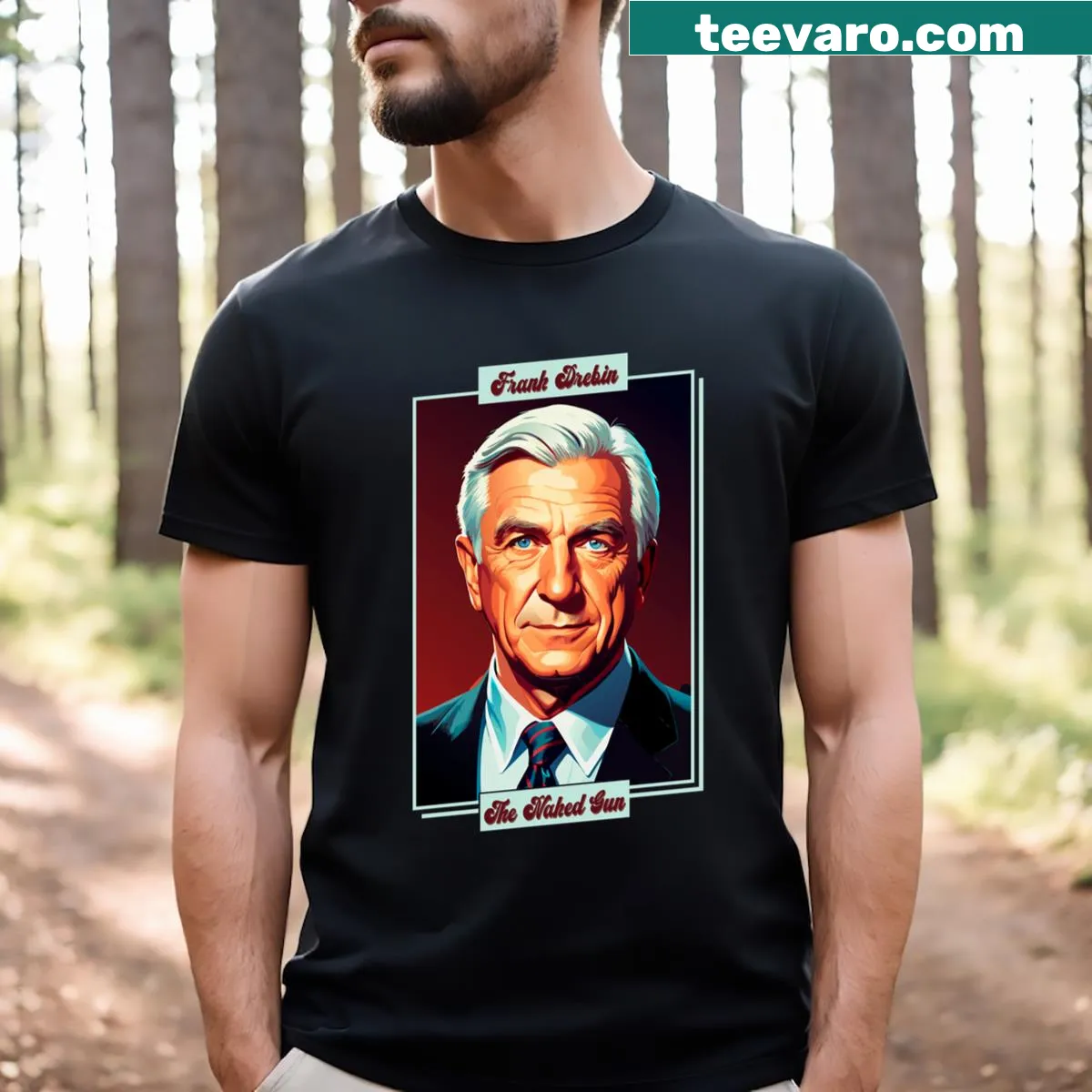 Portrait of Frank Drebin on casual t-shirt — on a men's t-shirt