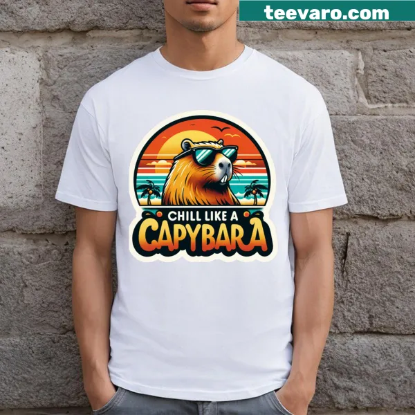 Cartoon capybara lounging on a T-shirt