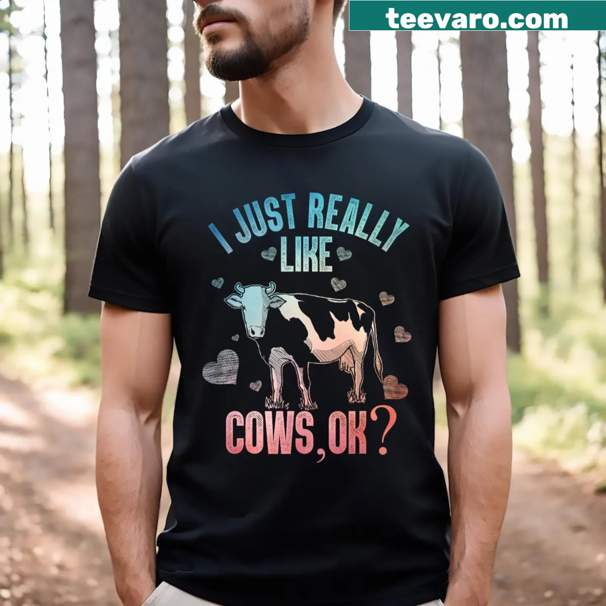 Humorous cow illustration on a farmer-themed t-shirt for men — on a men's t-shirt