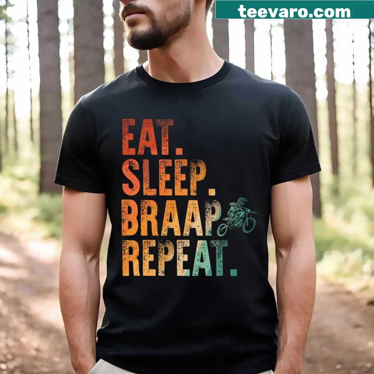 Dirt bike art t-shirt featuring an illustration of motocross action — on a men's t-shirt