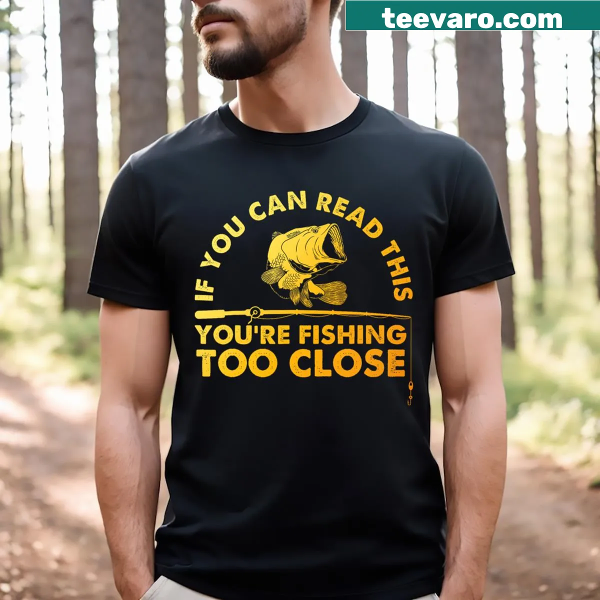 Humorous bass fishing graphic t-shirt for men and kids — on a men's t-shirt