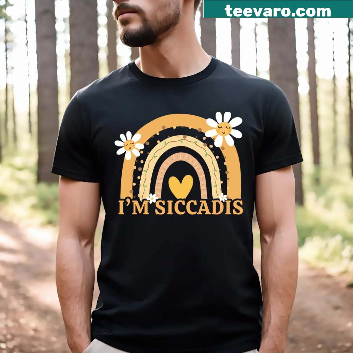 Sarcastic quote t-shirt with 'I Am Siccadis' graphic — on a men's t-shirt