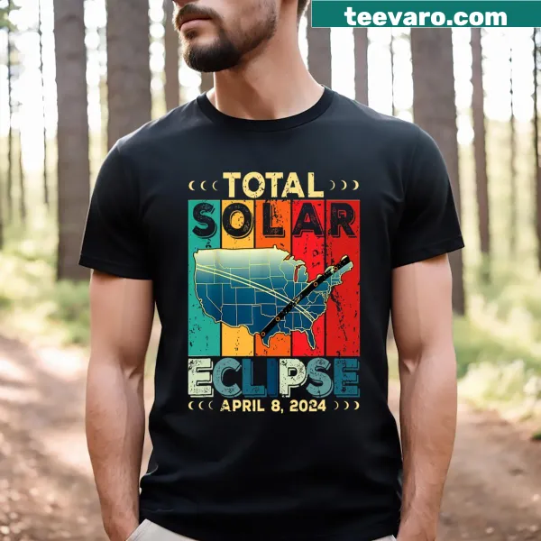 Humorous T-shirt featuring a graphic celebrating the 2024 total solar eclipse