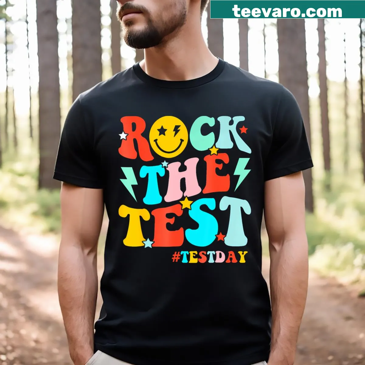 Bold typography design Rock The Test on a kids t-shirt — on a men's t-shirt
