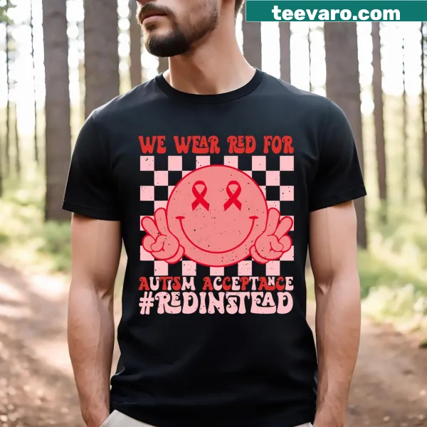 Text design We Wear Red for Autism Awareness on a kids t-shirt