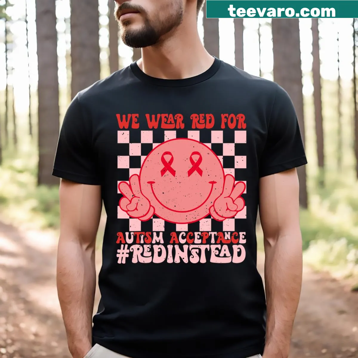 Text design We Wear Red for Autism Awareness on a kids t-shirt — on a men's t-shirt