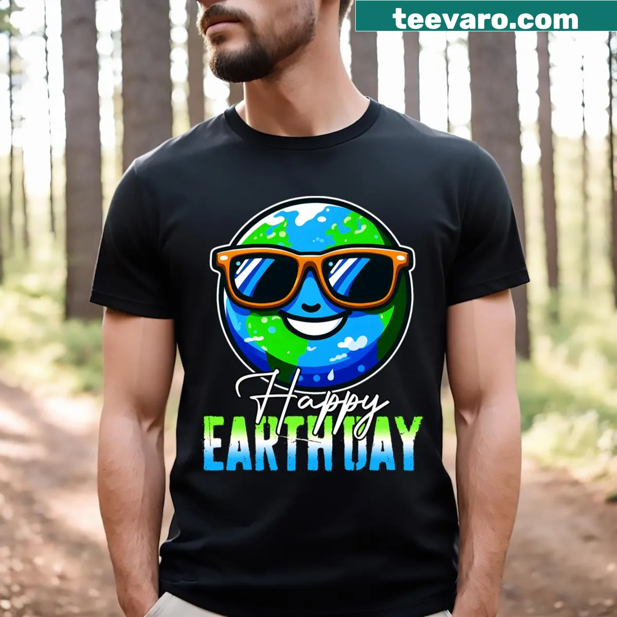 Illustrative Earth Day 2024 shirt with a cool earth design for kids — on a men's t-shirt