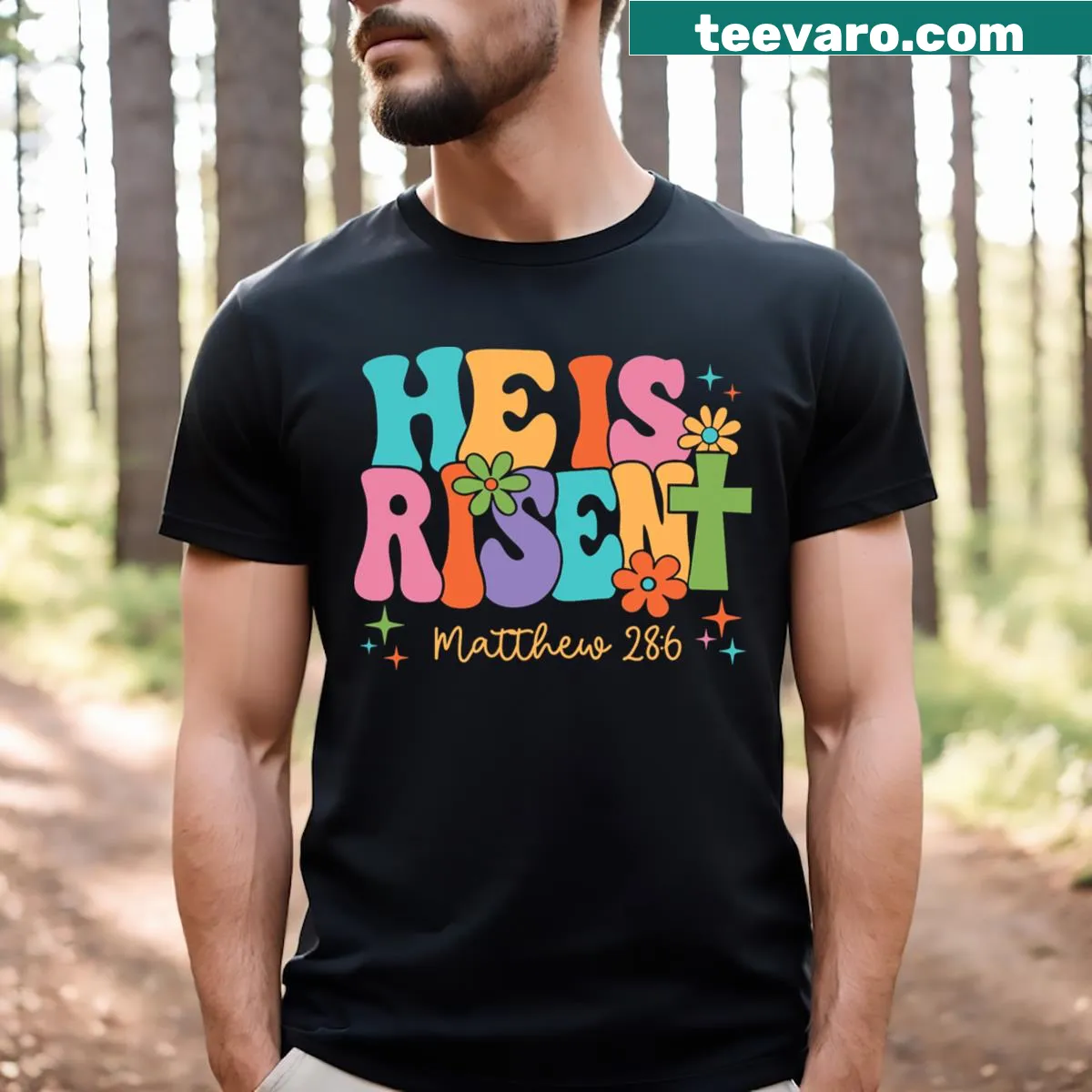 Cheerful Easter T-shirt for girls with uplifting Christian message — on a men's t-shirt
