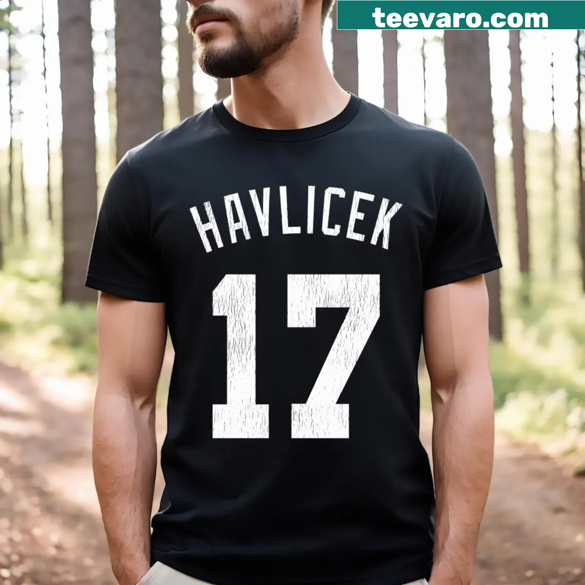 T-shirt with a design inspired by Hondo — on a men's t-shirt