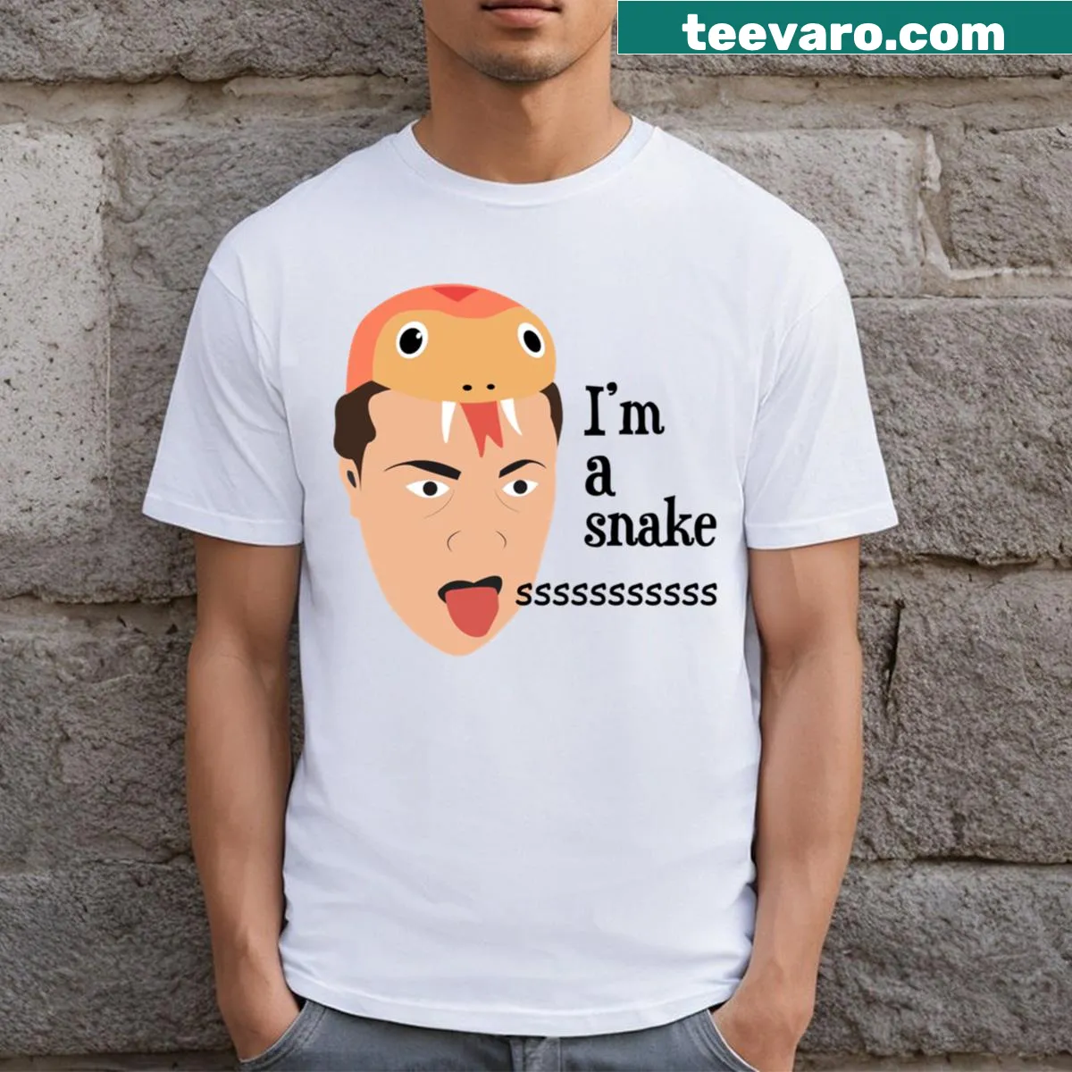 I'm A Snake text graphic on an essential T-shirt — on a men's t-shirt
