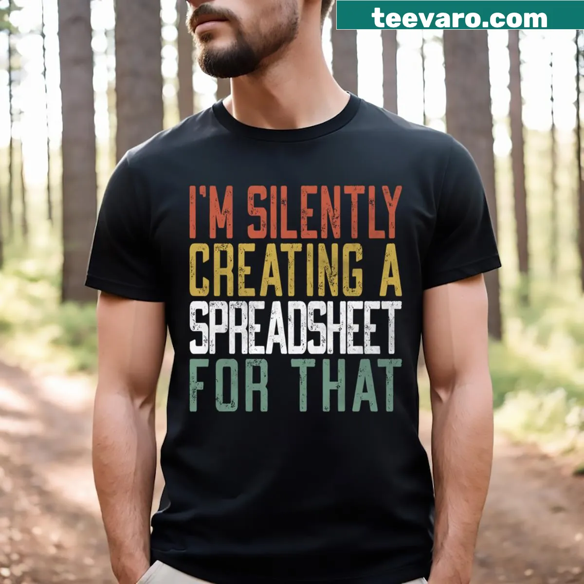 Funny T-shirt about being an accountant with spreadsheet humor — on a men's t-shirt