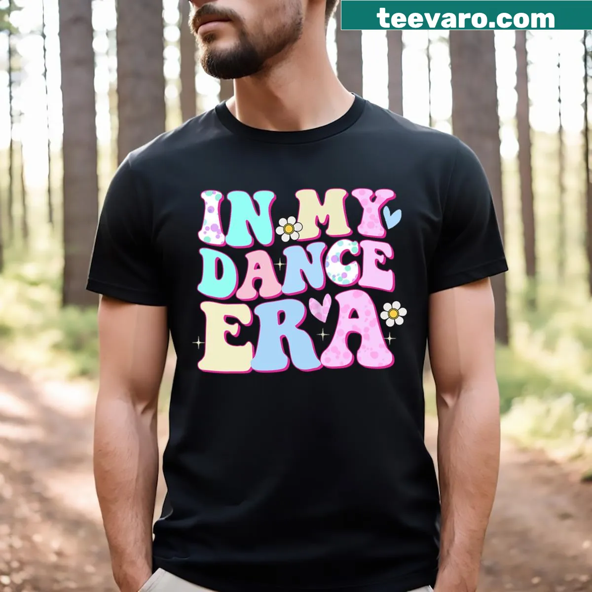 Typographic T-shirt for ballet dancers with groovy text — on a men's t-shirt