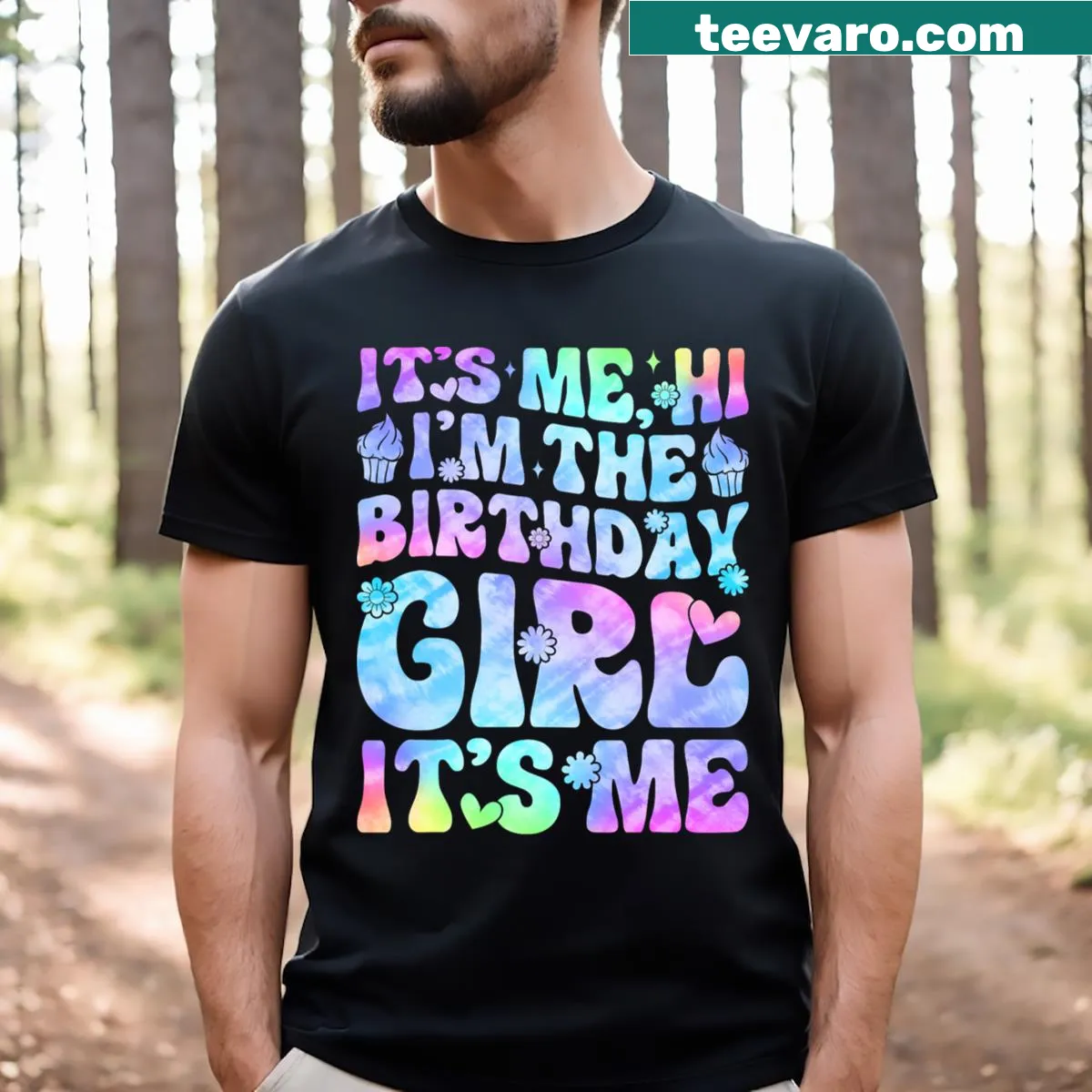 Graphic t-shirt with birthday celebration text for girls — on a men's t-shirt
