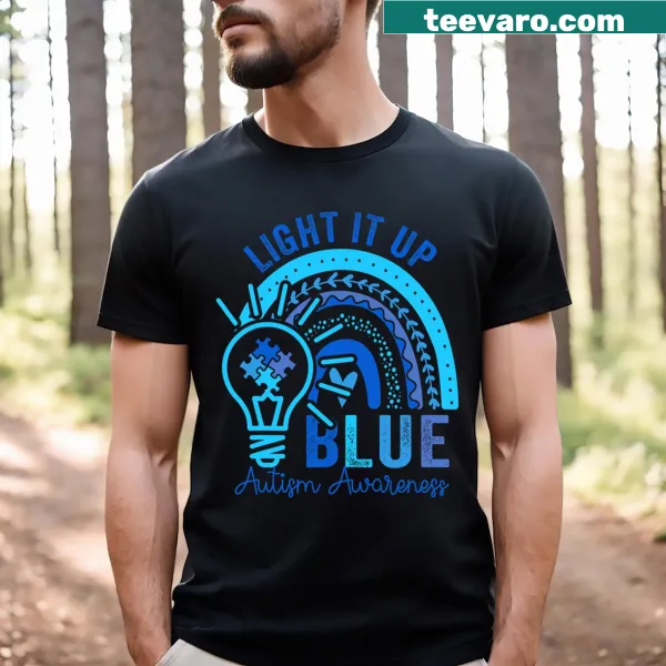 Blue autism awareness t-shirt with clear message for support