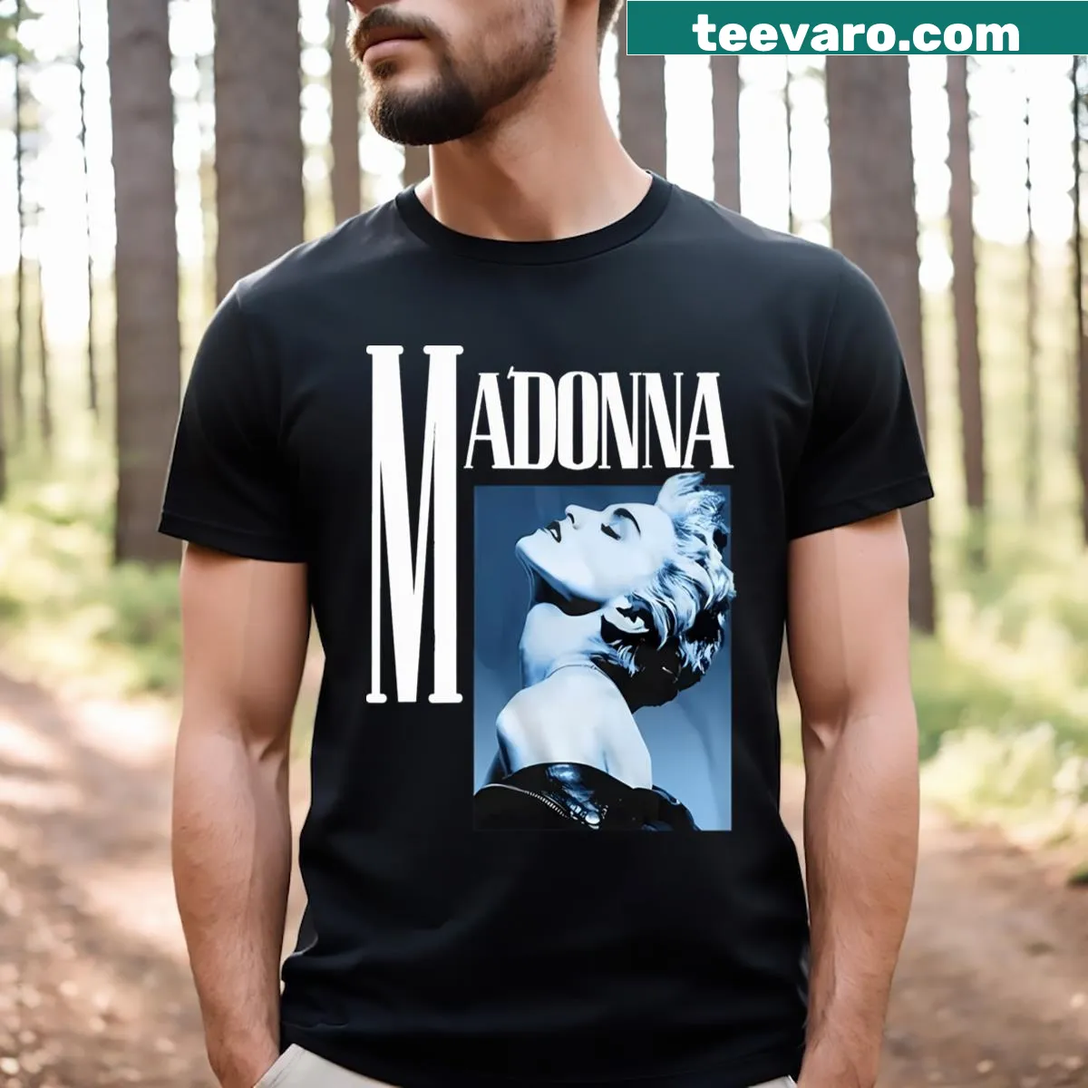 Vintage-style T-shirt with pop music album logos — on a men's t-shirt