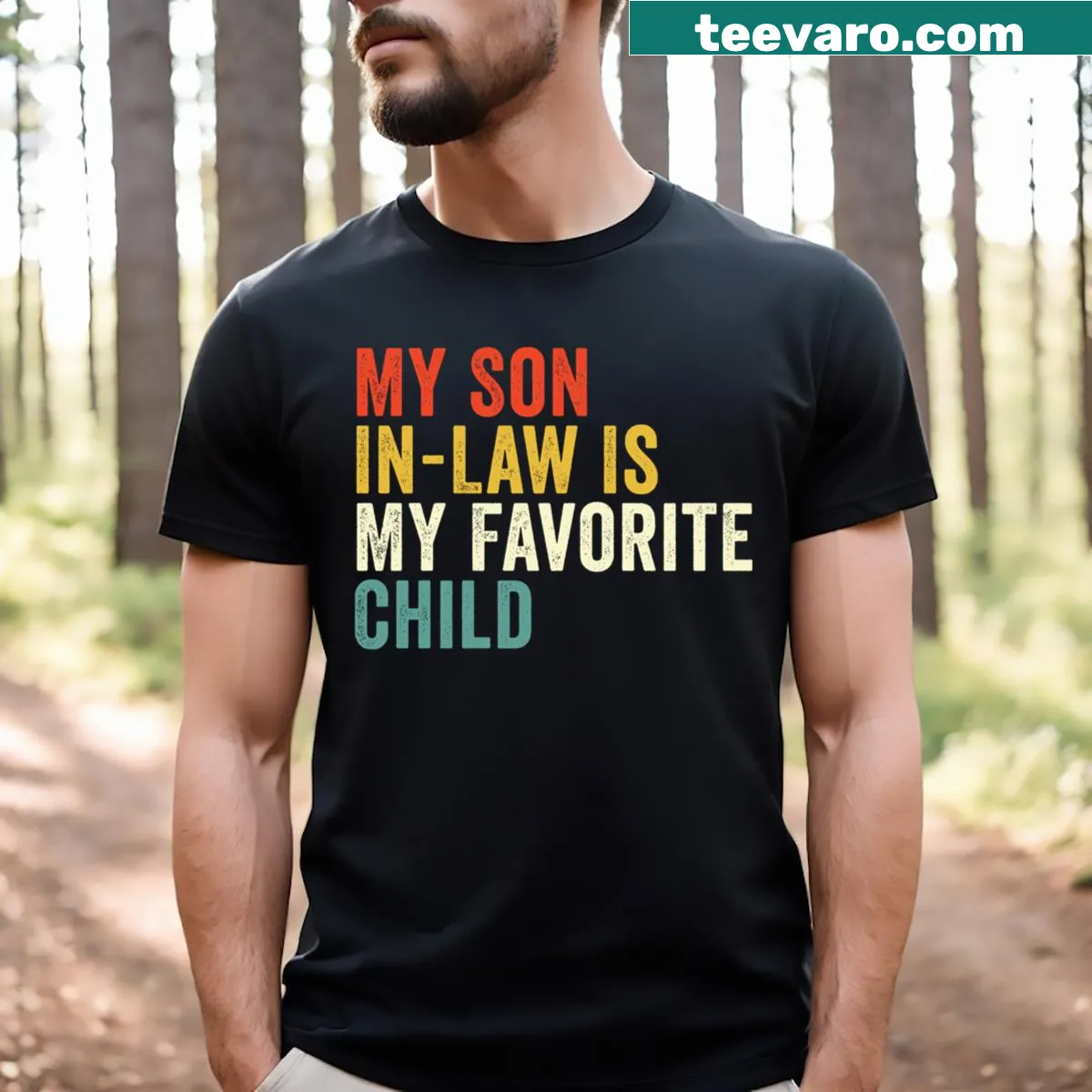Wholesome t-shirt for mothers-in-law featuring a quote about favorite sons-in-law — on a men's t-shirt