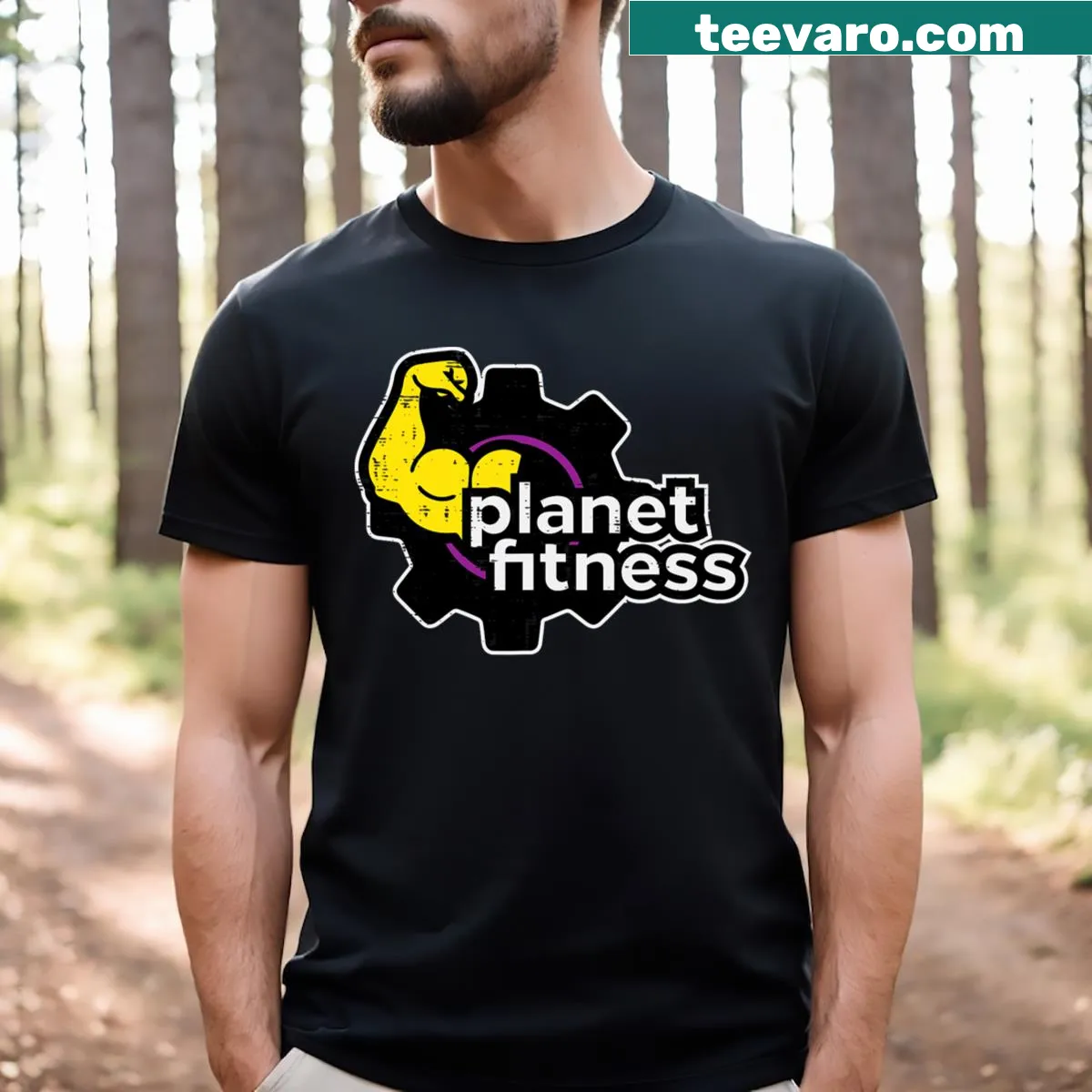 Inspirational fitness graphic T-shirt for men focusing on bicep workouts — on a men's t-shirt