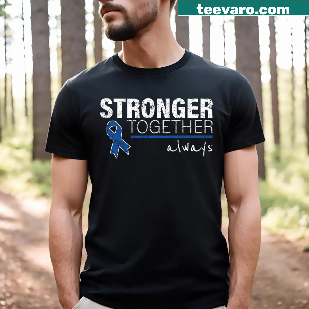 Positive message t-shirt promoting colon cancer awareness for men. — on a men's t-shirt