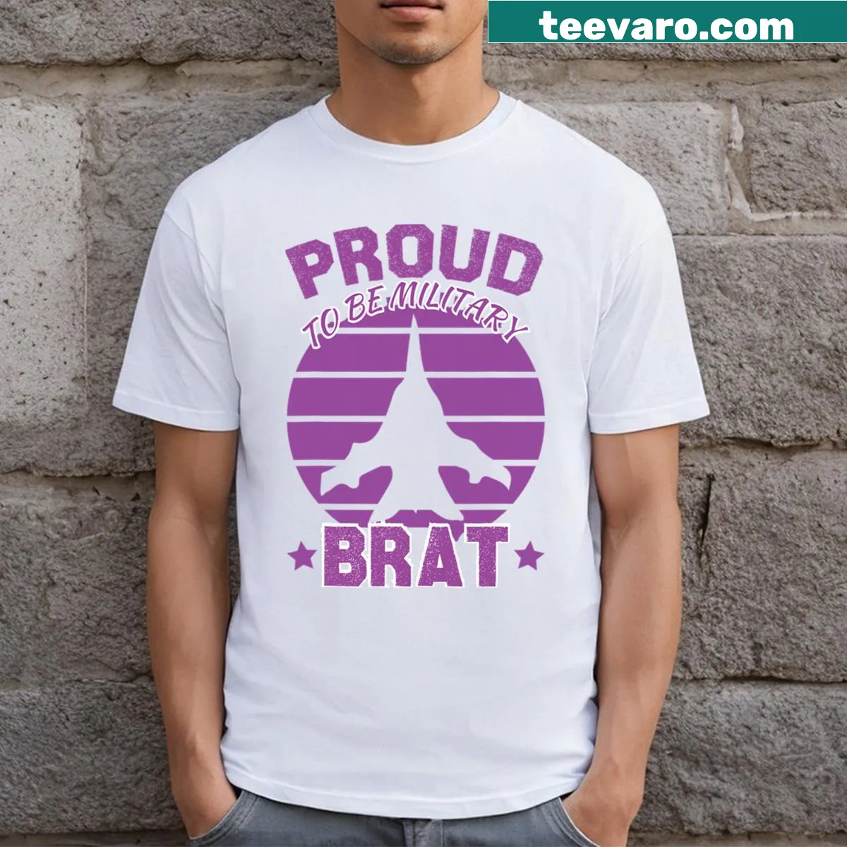 Proud military brat t-shirt for military kids with motivational design — on a men's t-shirt