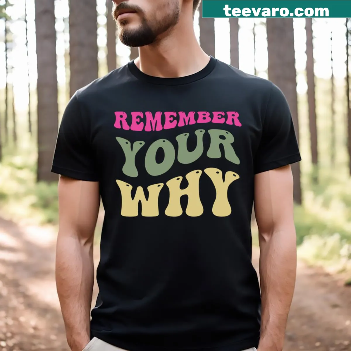 Inspirational Remember Your Why t-shirt — on a men's t-shirt