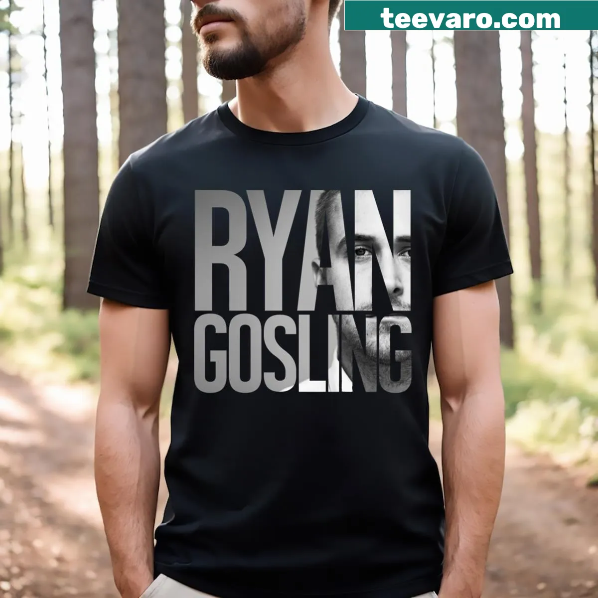 Minimalist design featuring Ryan Gosling on a t-shirt — on a men's t-shirt
