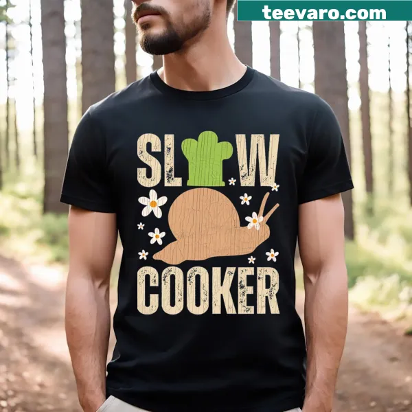 Cute snail chef graphic on a funny Slow Cooker T-shirt