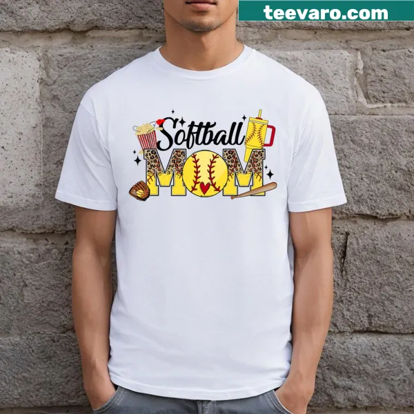 Softball mom t-shirt with playful text celebrating game day vibes.