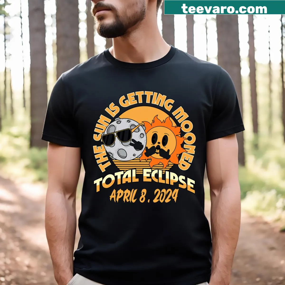 T-shirt showcasing a total eclipse design for men and kids celebrating the event. — on a men's t-shirt