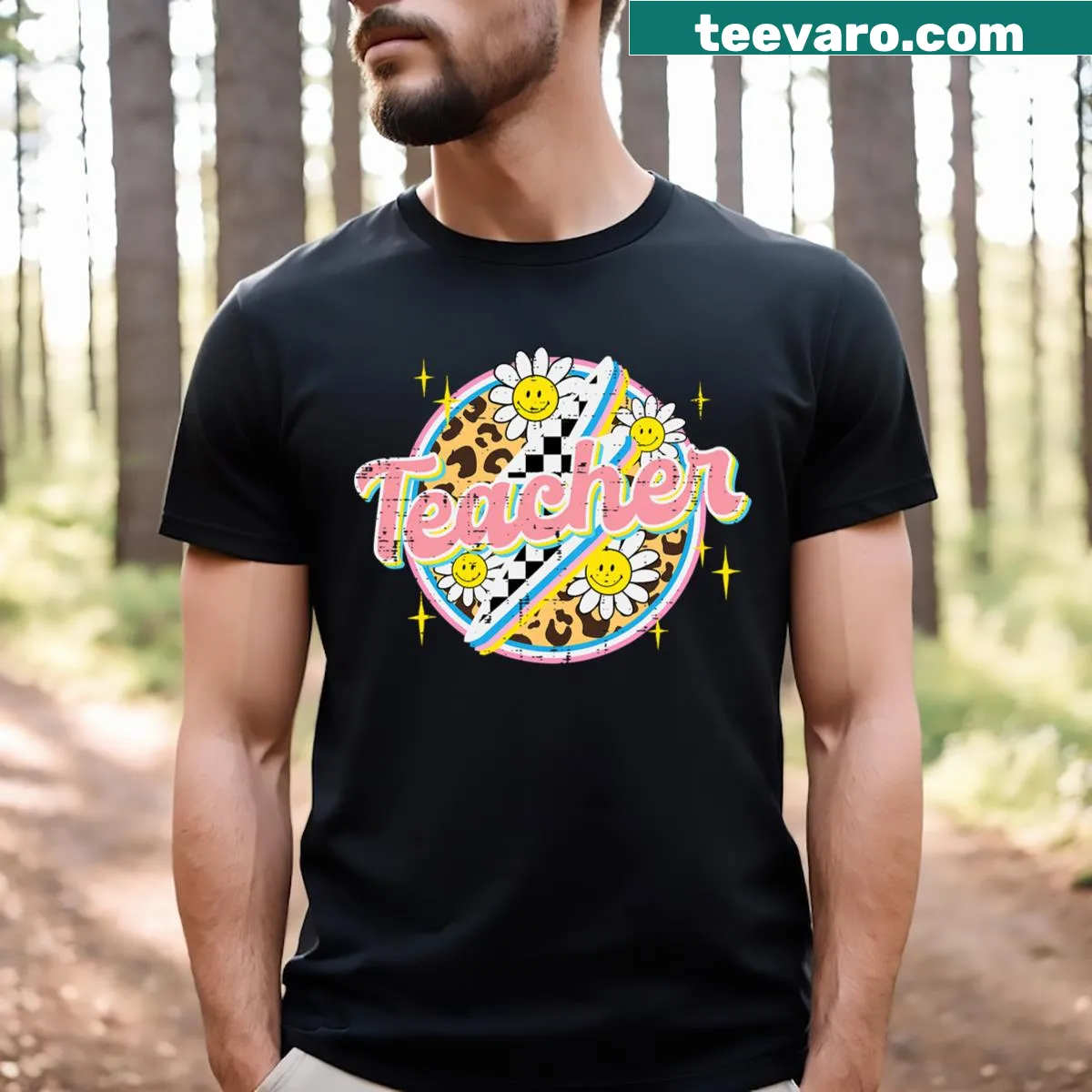 Teacher Groovy Retro Vintage Teaching Men T-shirt with vintage design — on a men's t-shirt