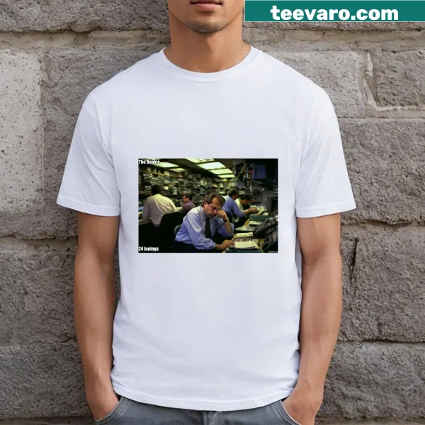 Funny Bookie 24 Innings T-shirt with playful sports-themed text