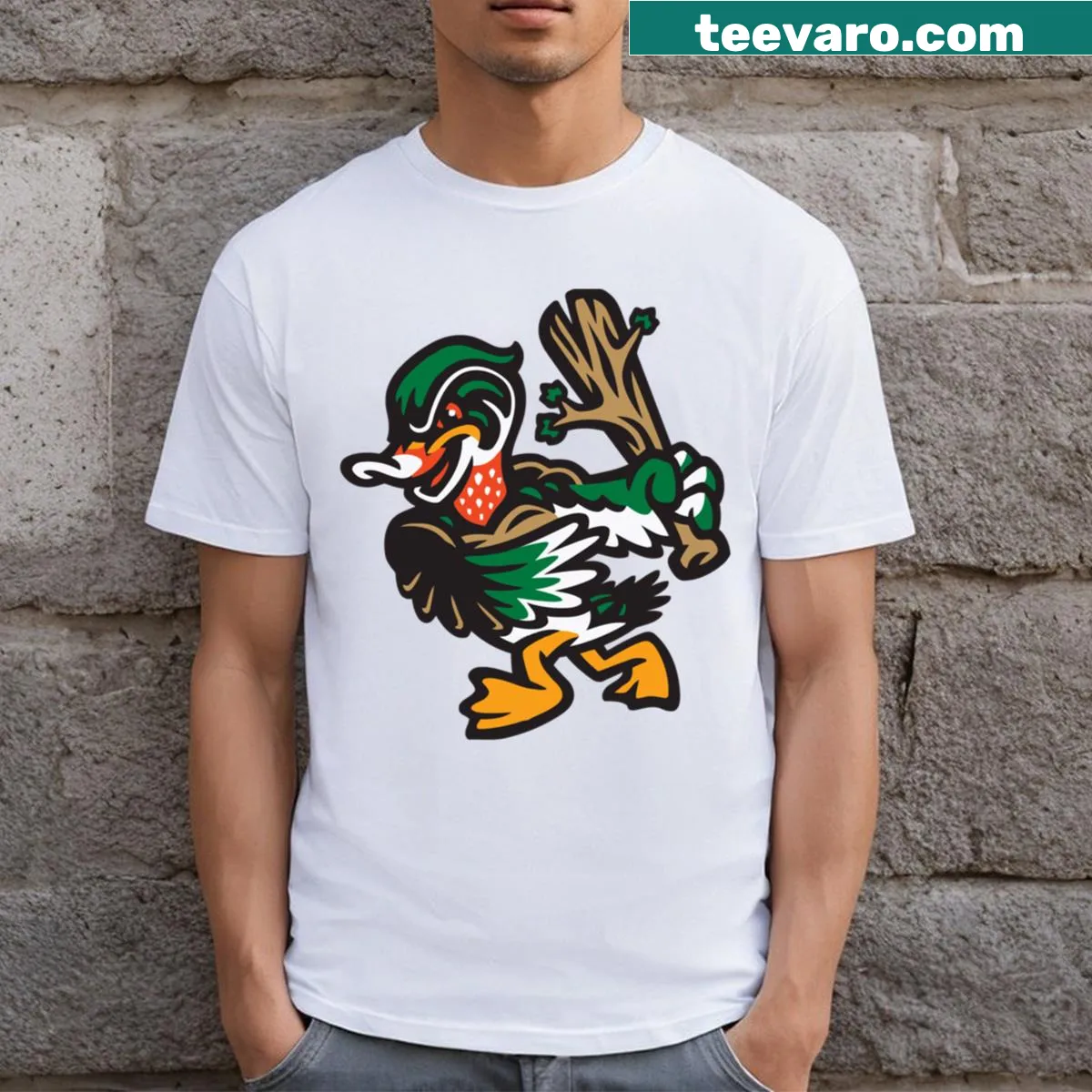 Wood Duck illustration t-shirt for bird lovers — on a men's t-shirt