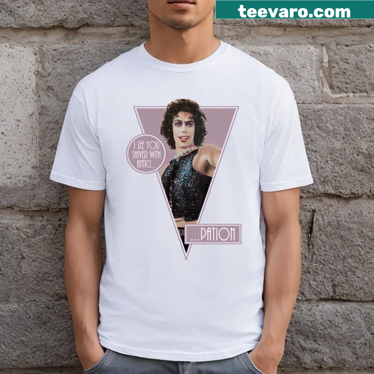 Rocky Horror Picture Show tee with classic film quote — on a men's t-shirt